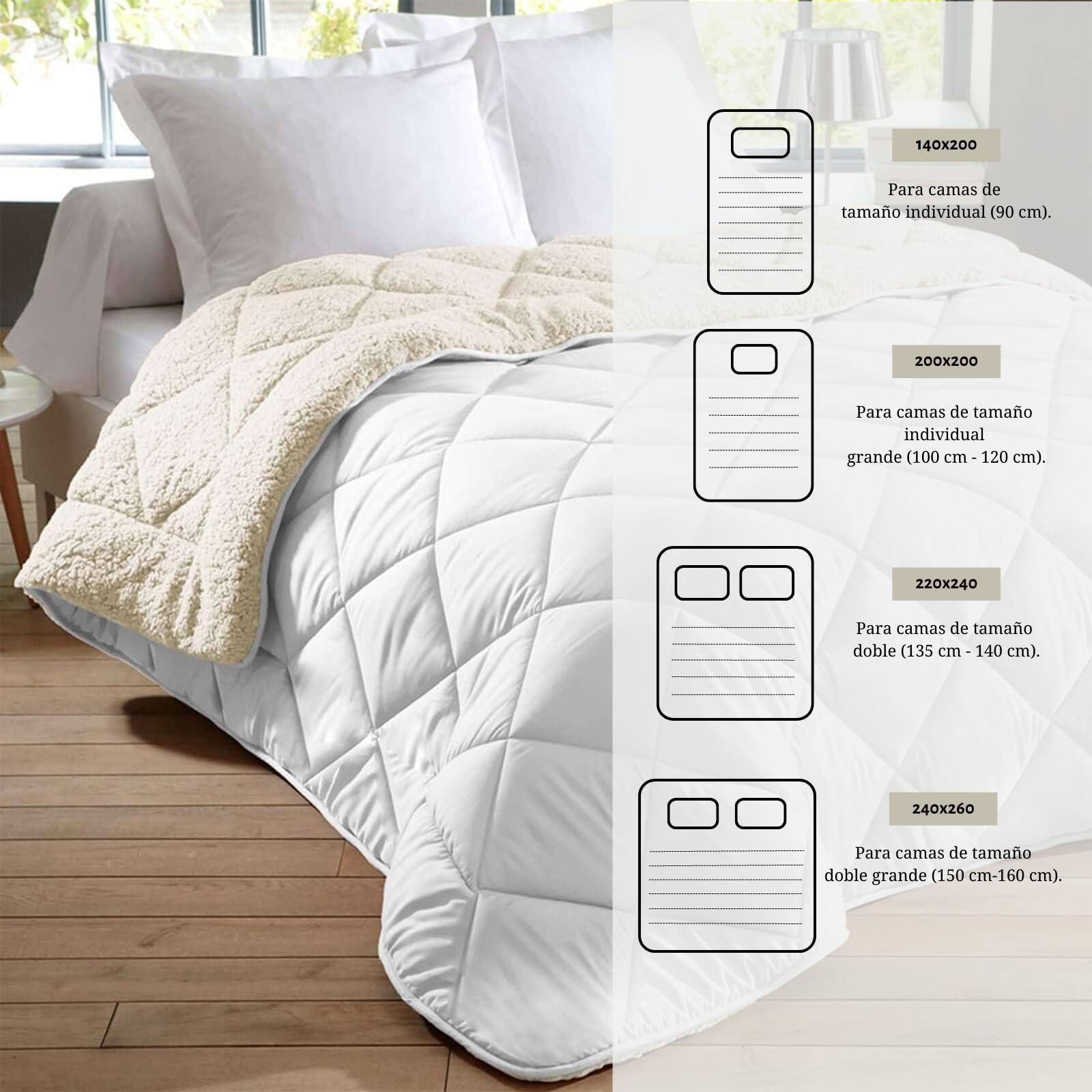 Couette été Hiver Couette Sherpa SAMPUR Réversible - Hiver/été