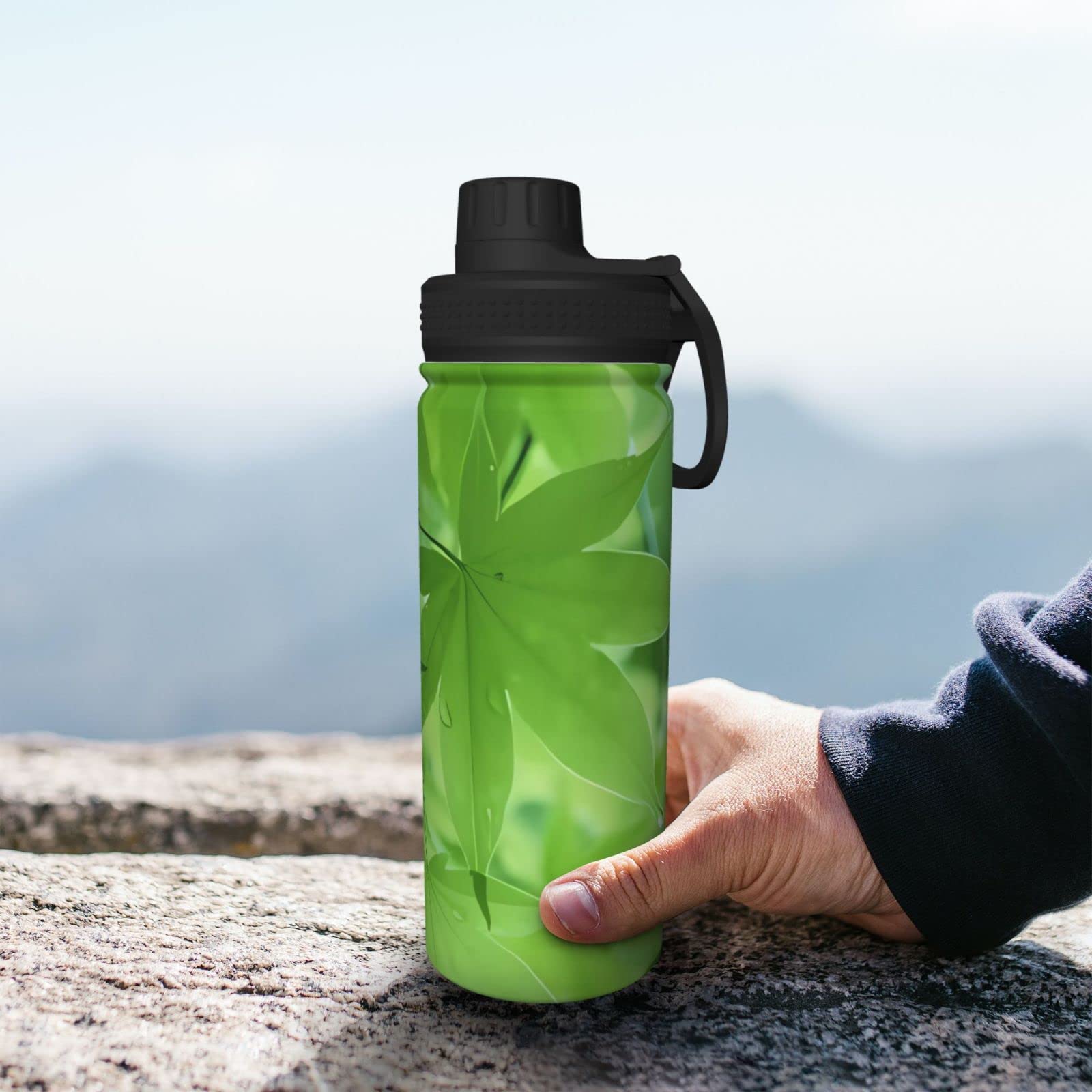 Green Nature Sport-Wasserflasche, 530 ml, isolierte Edelstahl, auslaufsichere Wasserflasche für Reisen, Fitnessstudio, Büro
