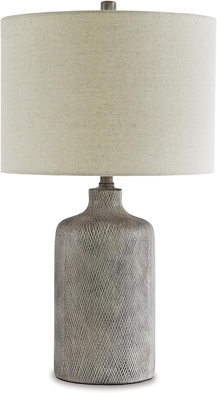 Signature Design by Ashley Linus Modern 25" Ceramic Table Lamp, Natural Stone Finish