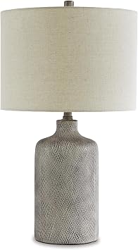 Signature Design by Ashley Linus Modern 25" Ceramic Table Lamp, Natural Stone Finish