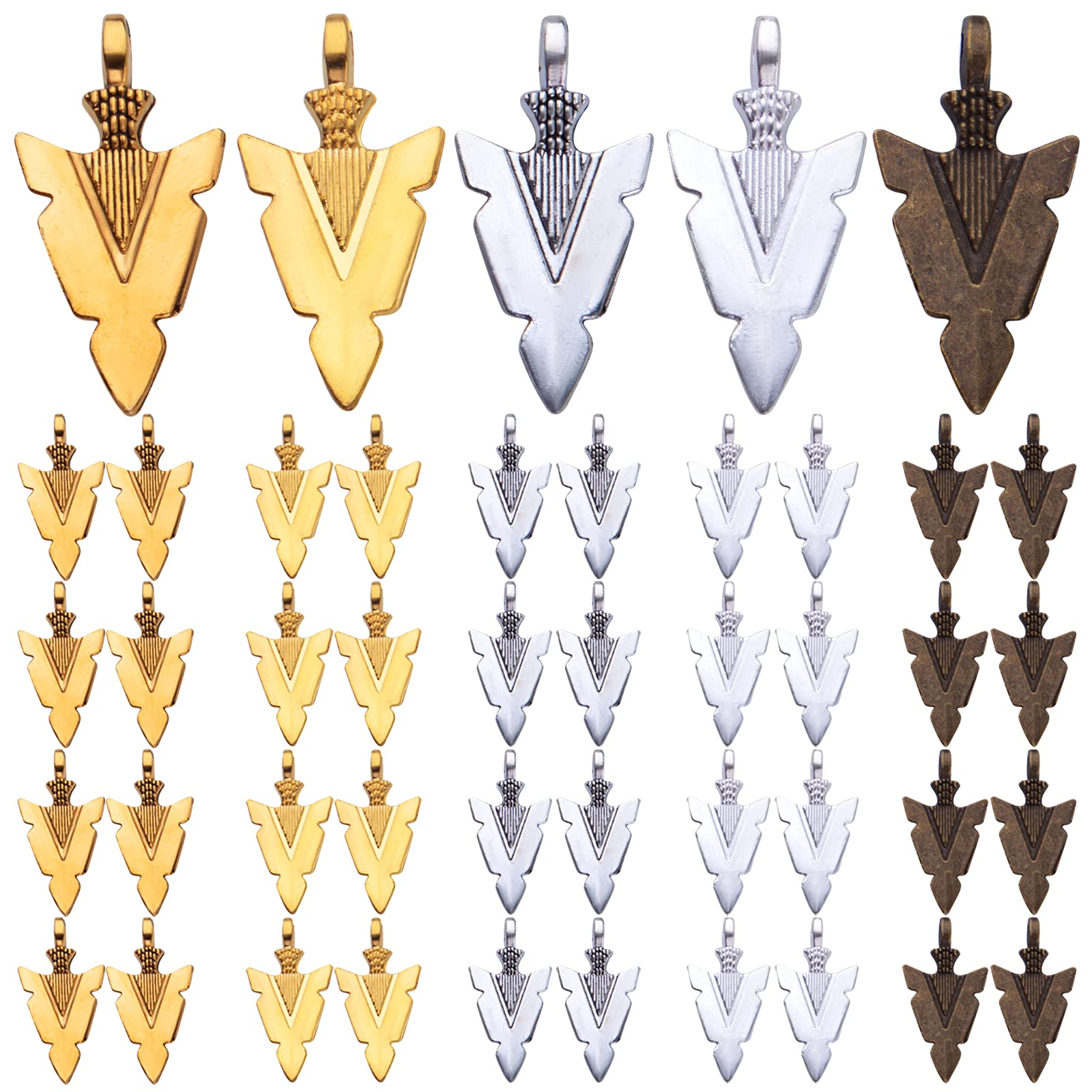 50pcs Arrowhead Charms Tibetan Alloy Vintage Arrow Pendants Jewelry Charms for DIY Bracelet Necklace Crafts Jewelry Making Supplies Handmade Decoration