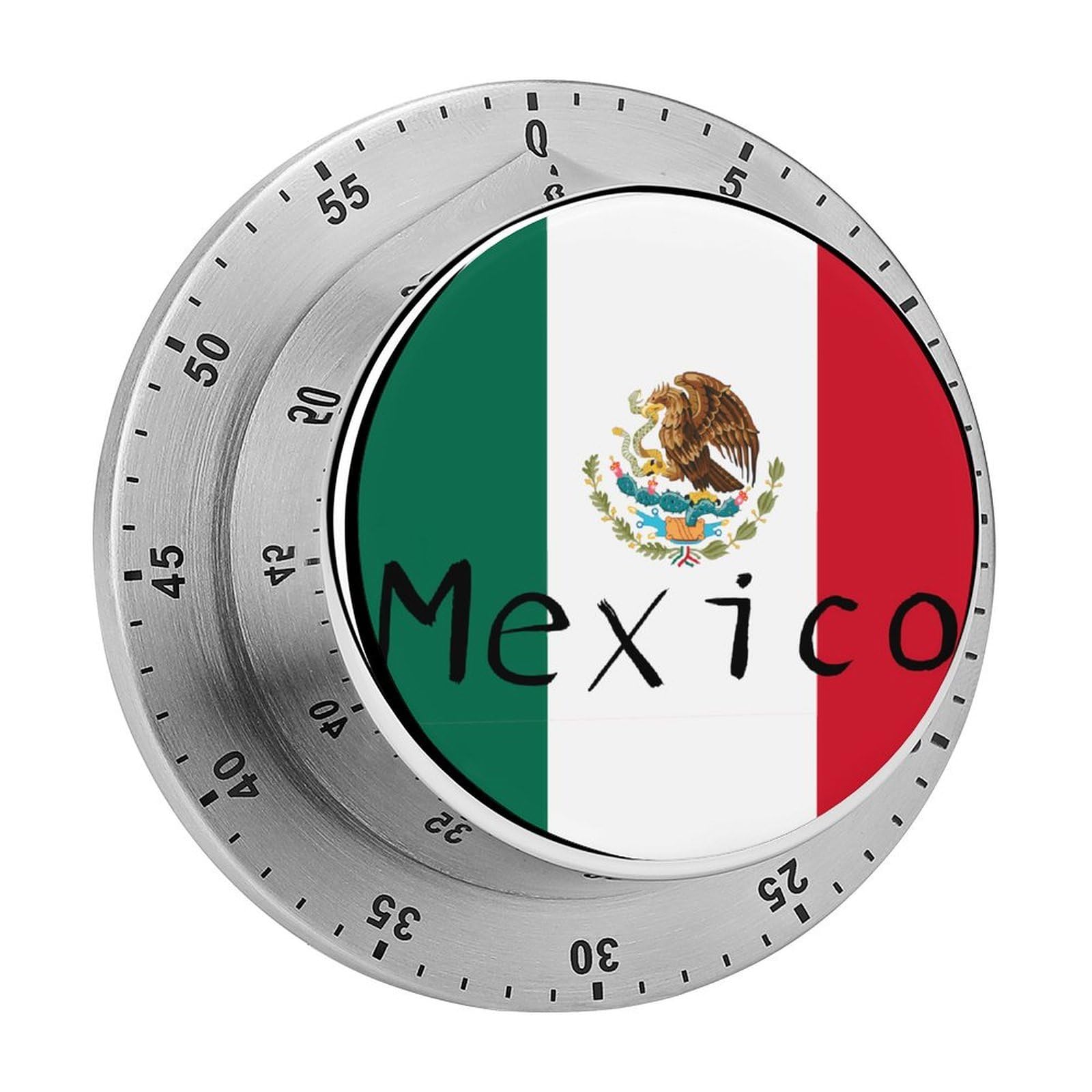 Flag of Mexico Funny Timer 60 Minute Countdown Timer Mechanical Time Management Tool for Kitchen Work