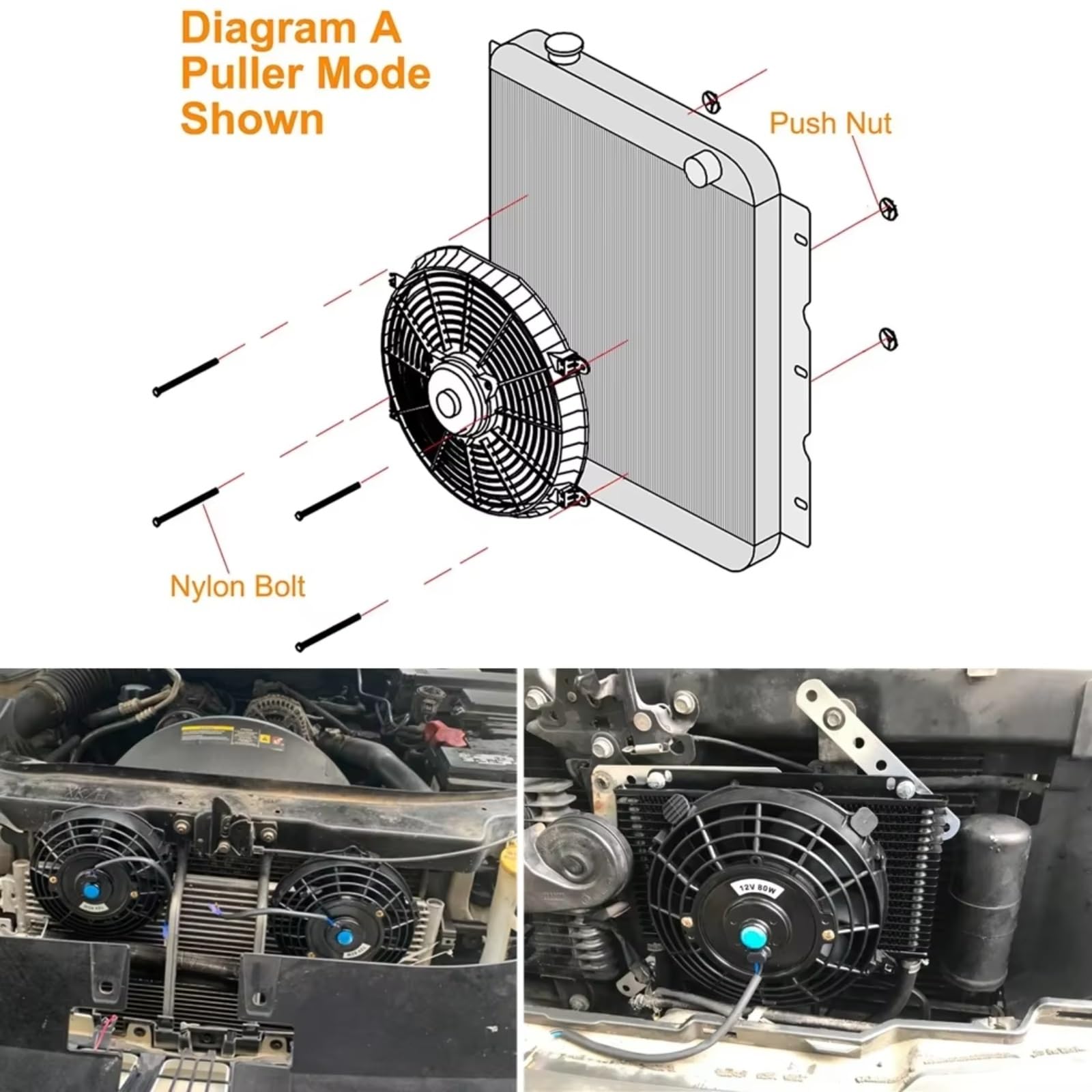 Motor Coche Radiador eléctrico Kit De Montaje De Aspas para Ventilador De Aire Acondicionado De Coche, Universal, 7 9 10 12 14 16 Pulgadas 12V 80W 2100 RPM CF-1001(A-10inch-6 Blades)
