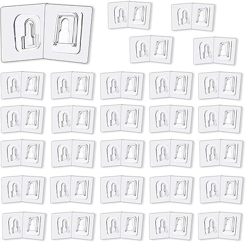 MTGSTOCL 30 pares de ganchos adhesivos de pared de doble cara, ganchos autoadhesivos transparentes, ganchos adhesivos impermeables para cocina,