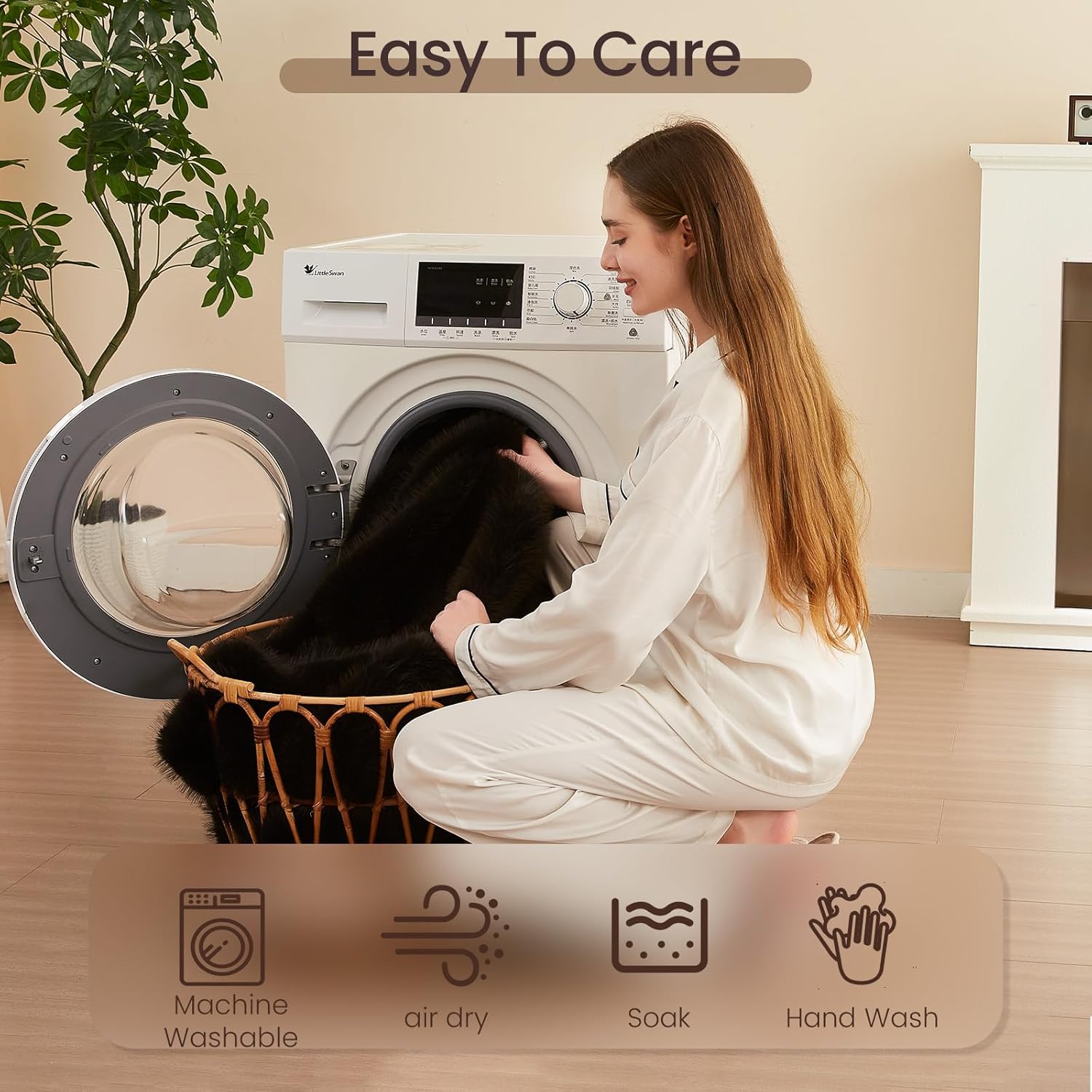 L'AGRATY Faux Fur Throw Blanket: 60''x 80'' Luxury Fluffy Plush Thick Faux Fur Blanket for Bed Couch Sofa - Cozy Soft Fuzzy Blankets for Women Man: Minky Couture Decoration Blanket (Black) - Image 7