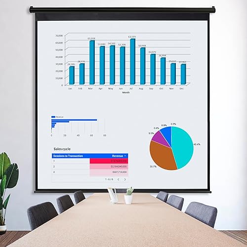 Miniatura 9 de SUPER DEAL Pantalla de proyector de 120 pulgadas, pantalla de proyección manual desplegable HD, formato 11 para cine en casa, presentación,