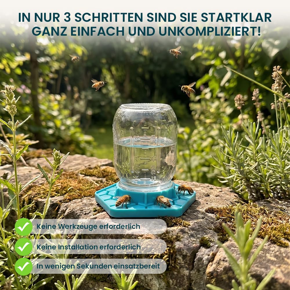 2er Set Bienentränke, Blau Insektentränke Garten, Bienentränke für den Garten, Vogel und Insektentränke, Wildtiertränke für den Ga-rten und Balkon