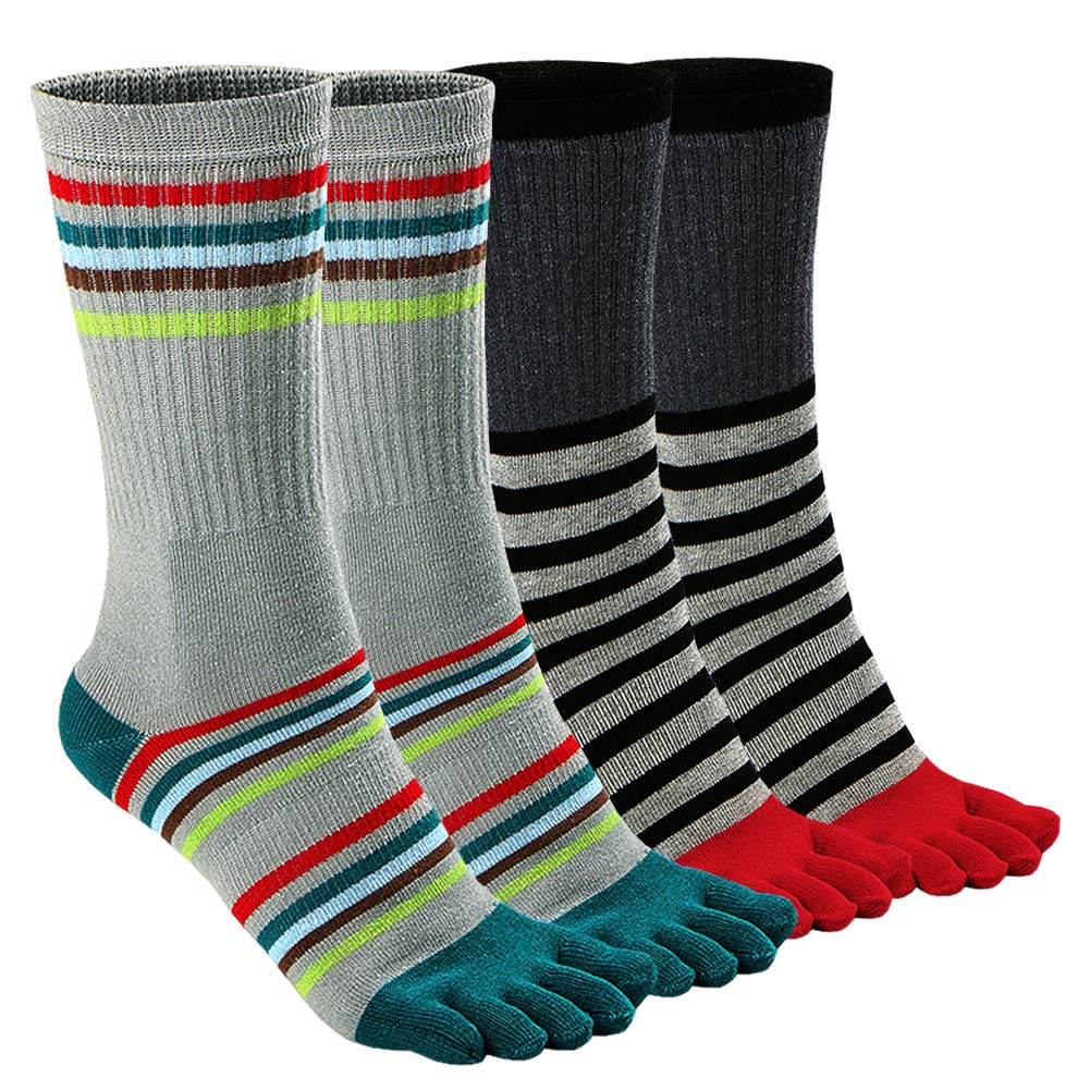 Mens Toe Socks Cotton Athletic Running Ankle Five Finger Crew Socks-image-33