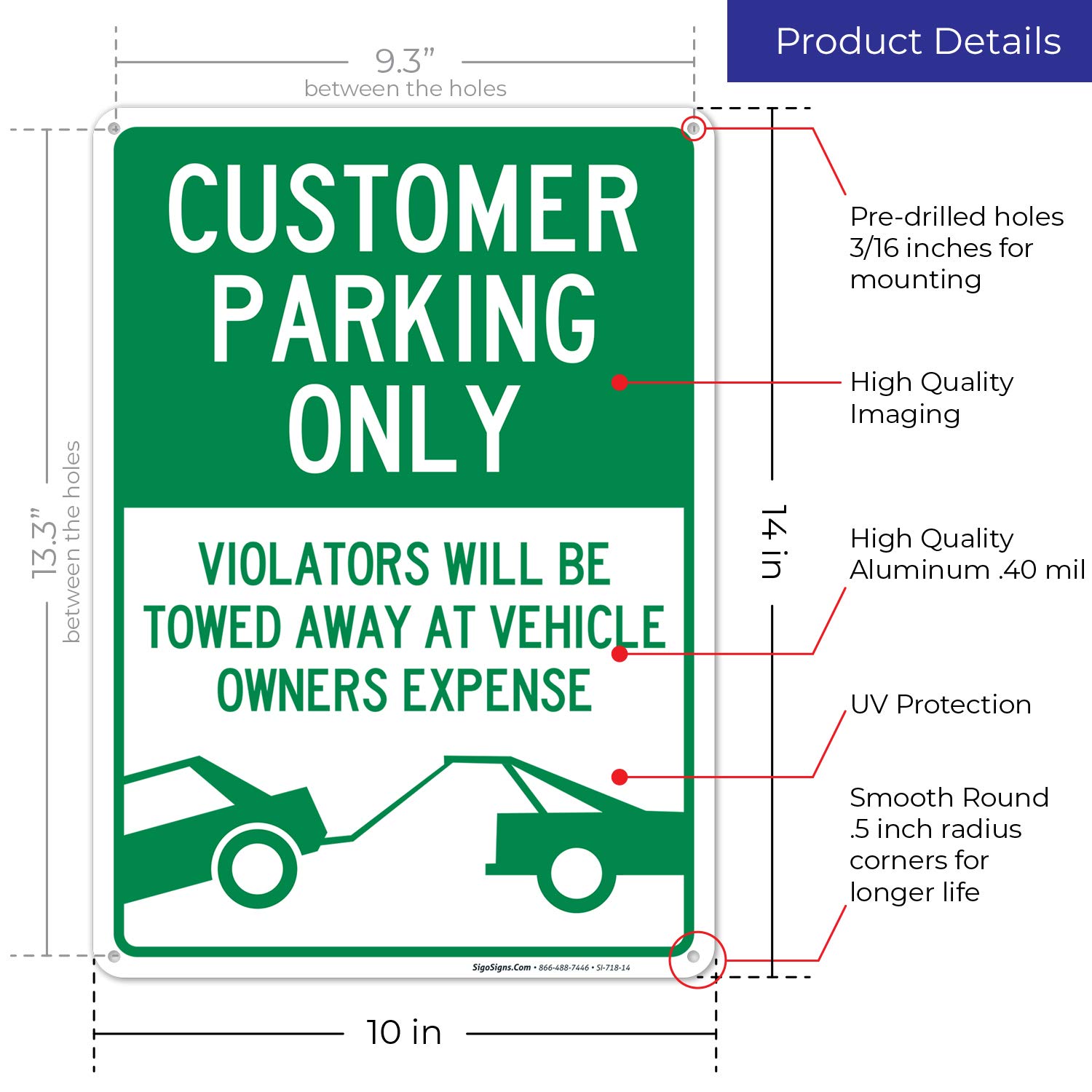 Panneau D'avertissement « Customer Parking Only Sings For, image size:1500x1500
