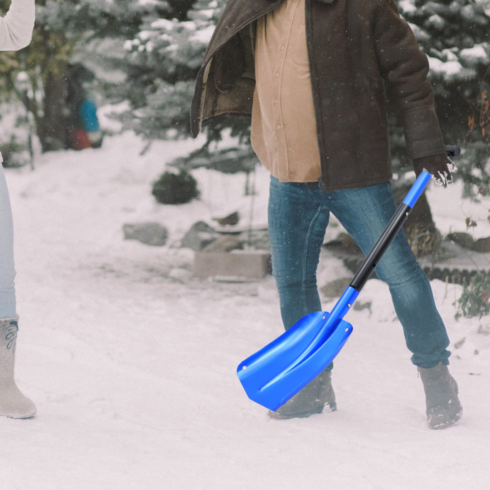 Happyyami Pala da Neve Pieghevole in Lega di Alluminio Antiscivolo, per Emergenze e Snowmobile