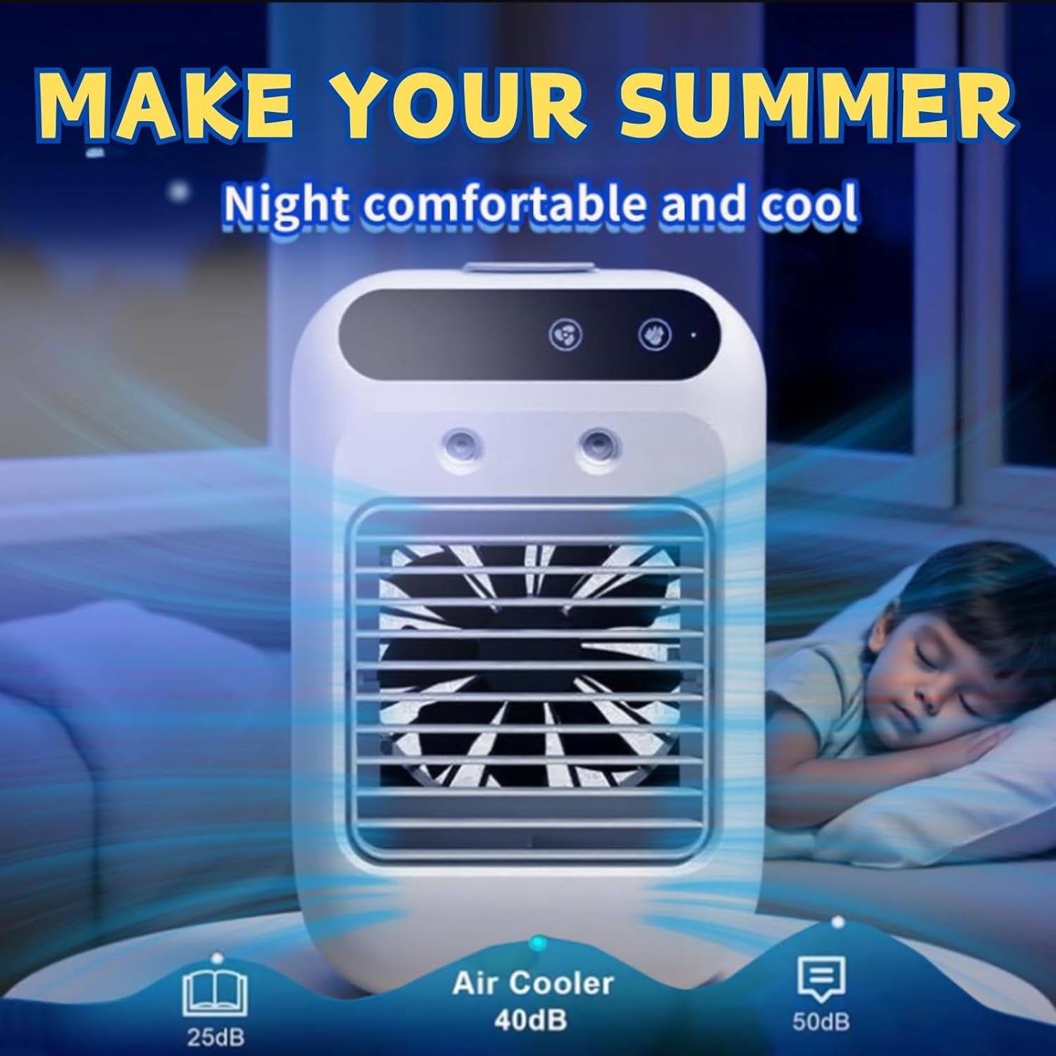 Dejacool Portable Ac, Dejacool Portable 3 in 1 Air Conditioner, Mini Ac Cooler Humidifierwith Dual Spray, 500ml Tank, for Desk, Bedroom, Office, Car & Small Room Cooling (Black+White)