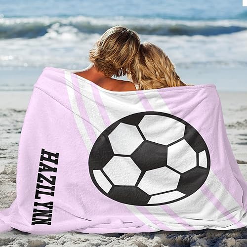 Miniatura 10 de Manta personalizada, deportes de fútbol, manta de regalo personalizada amarilla, manta de franela para mamá, papá, niño, niña, cumpleaños para