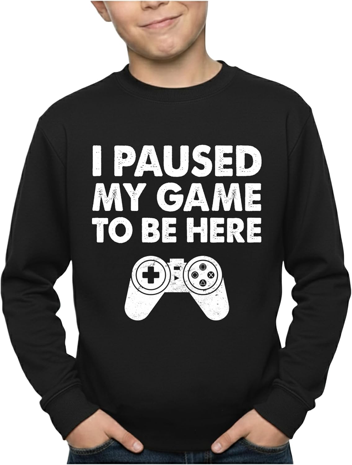 Tstars I Paused My Game to Be Here Sweater - Funny Gamer Long Sleeve Shirt for Boys and Girls - Youth Gaming Gift