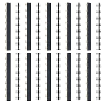 20Pcs 2.54mm 40Pin Breakaway Board,Male And Female Header Pin,Straight Single Row Male Pin Header Connector,90 Degree Bent Pin Header Connector,For Prototype Shield,Soldering Pins Perforated Board