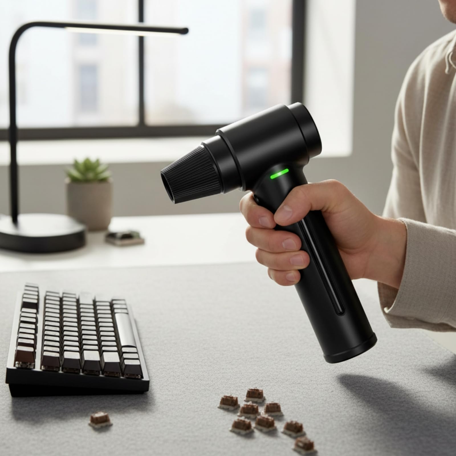 Gralara Soplador de Polvo Portátil Limpiador de Aire Eléctrico Manual Duster Recargable USB Inalámbrico Soplador con Accesorios Desmontables Mango y Carcasa