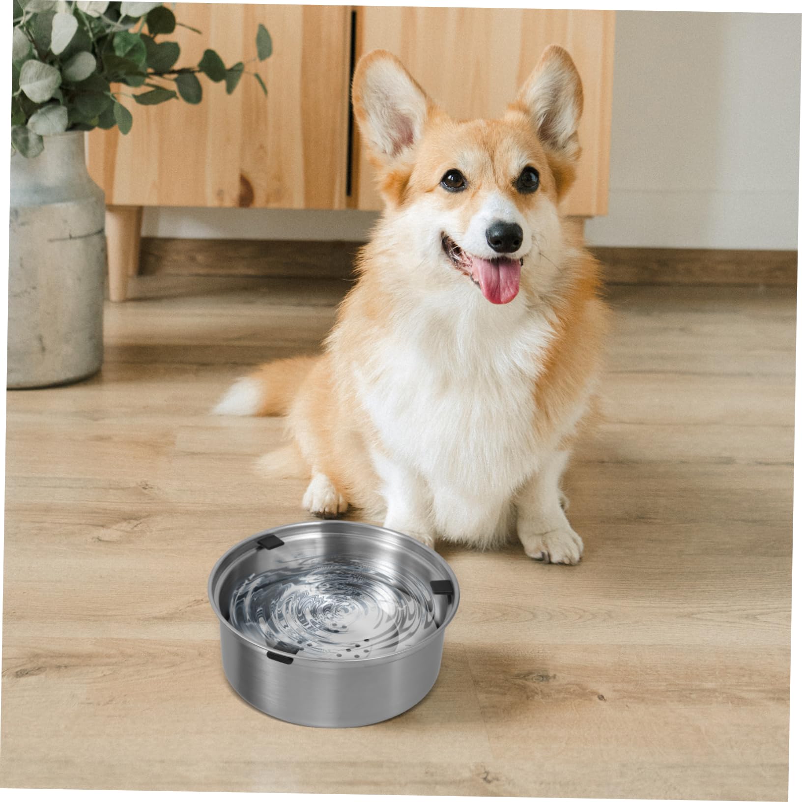 Tropffreier Hunde Wassernapf mit Schwimm Design aus Edelstahl für Hunde | Silber, Rostresistent, Fördert Gesündere Flüssigkeitsaufnahme, Geeignet für Hund und Haustier