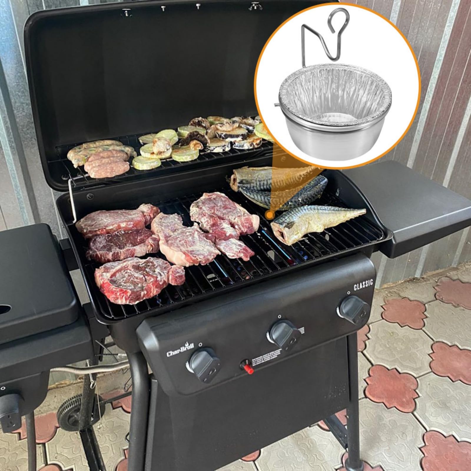 DcYourHome Fettbecher mit Clip und 10er-Pack Aluminium-Tropfeinsatz für Kenmore Grills und andere