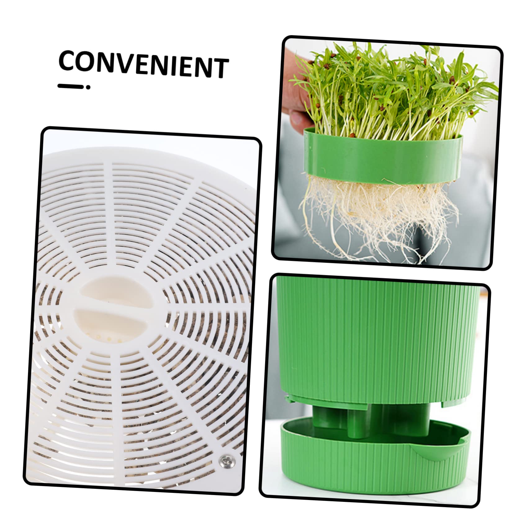 BESPORTBLE Kit de Germination de Graines, Plateau Germoir en PP et Pierre, Réutilisable, Respirant, Évacuation D’Eau, pour Soja et Blé, Restaurant ou Jardin