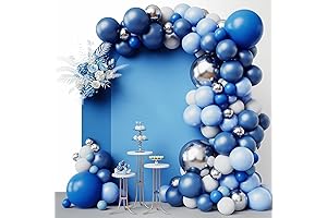 RUBFAC 144Pcs Blue and White Balloon Garland Kit