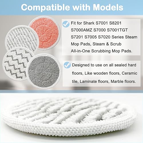 Vista 2 de Paquete de 12 almohadillas mejoradas S7001 de repuesto para trapeador de vapor para Shark S7001 S8201 S8001 S7201 S7000 S7000AMZ S7001TGT Series