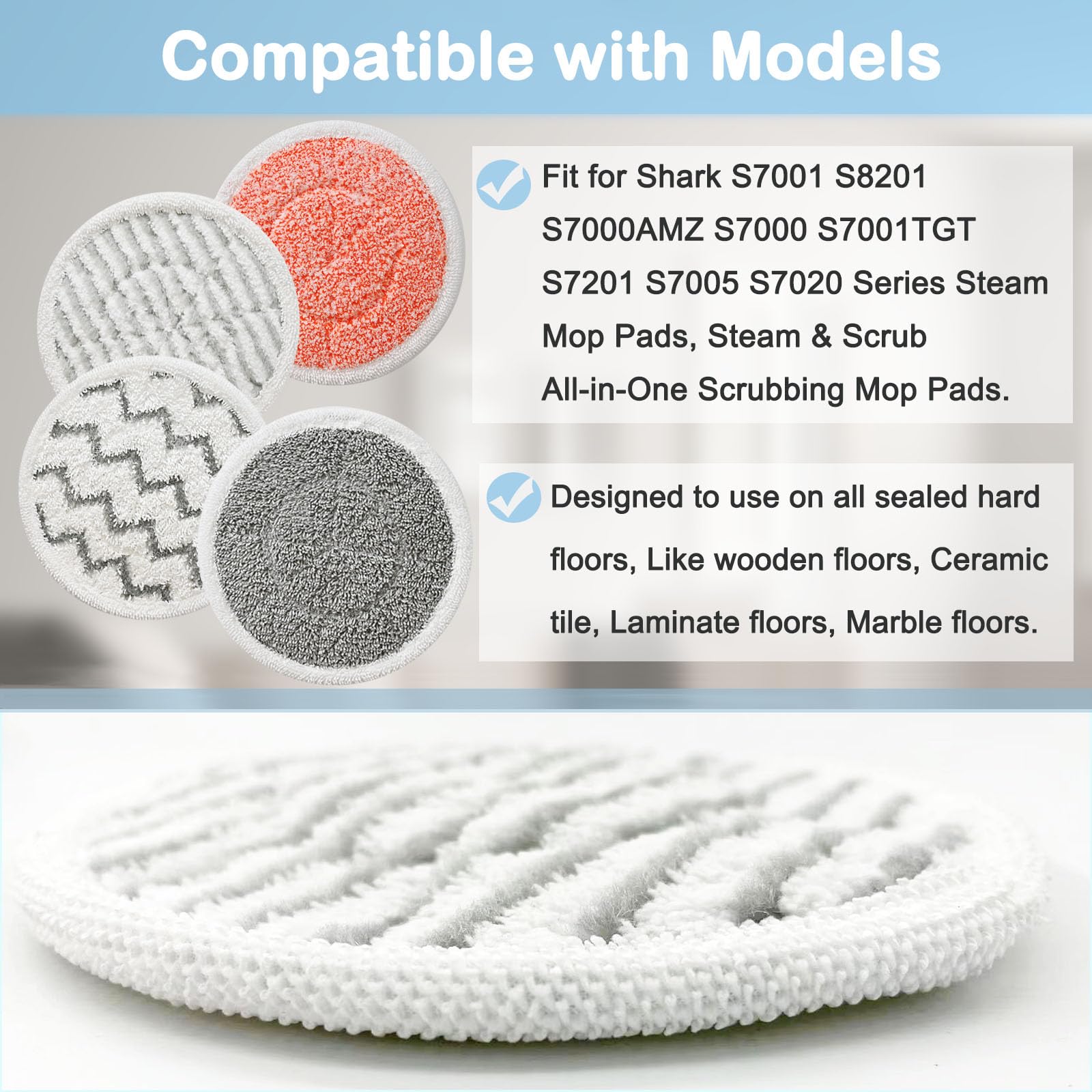 10 sztuk ulepszonych podkładek do mopa parowego z serii S7001, S7201, S7000, S7000AMZ, S7001TGT, serii S7001TGT, podkładki do mopa parowego i szorującego wszystko w jednym, porównaj model części #: