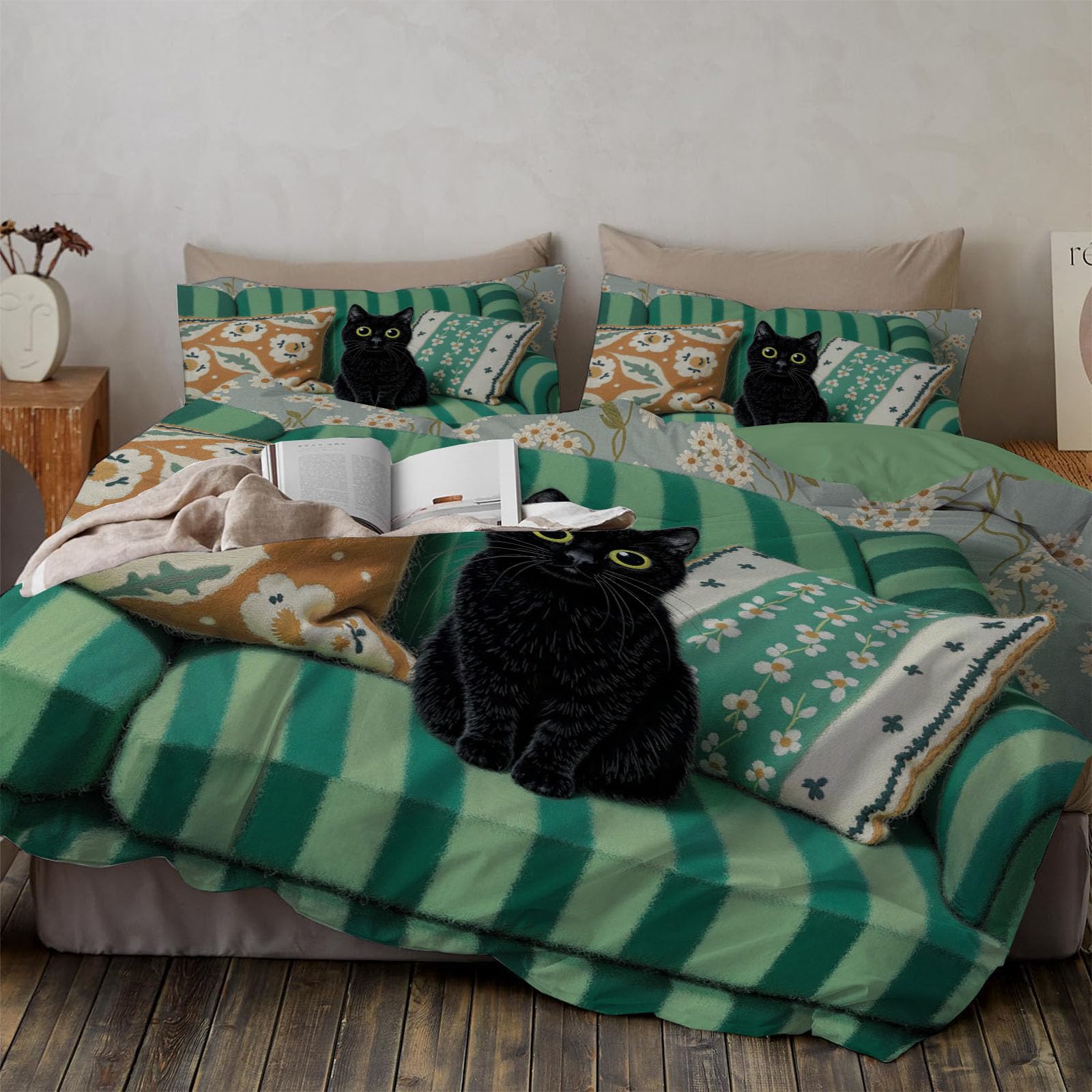 Housse de couette 220x240cm hypoallergique pour éliminer les inconforts nocturnes parure chat