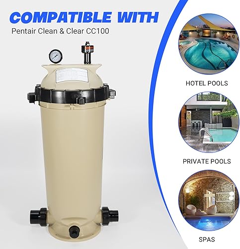 Miniatura 5 de Conjunto de bomba de filtro de piscina de un solo cartucho 160316 100 pies cuadrados 100 GPM apto para piscina Pentair Clean & Clear CC100 Pool Spa,