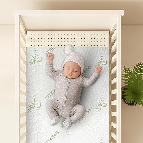 Miniatura 4 de ORGANIC TEXTILES Cubrecolchón orgánico para cuna de bebé, látex de 2 pulgadas para estándar (52 x 28 pulgadas), funda de bambú derivado de rayón,