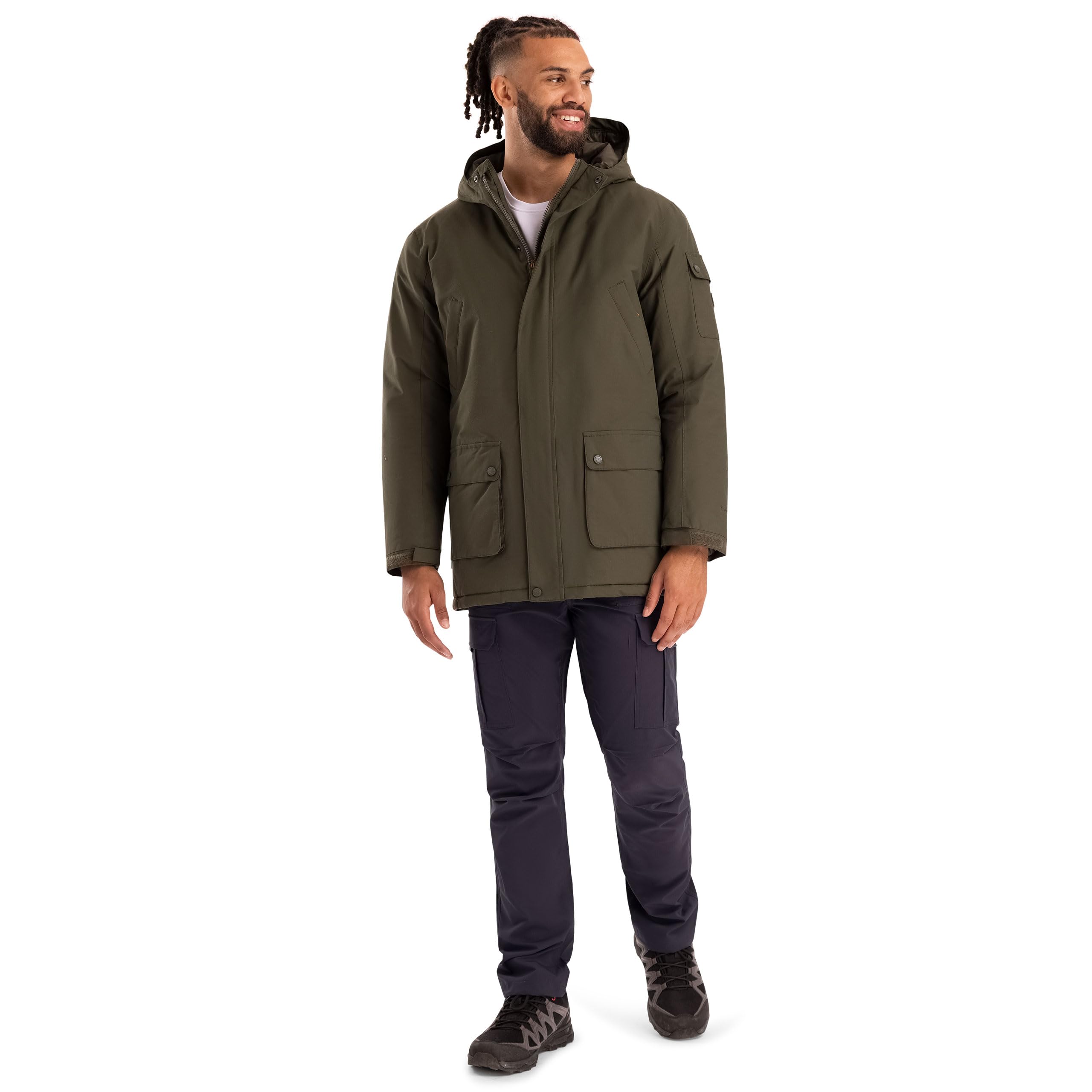 Trespass Men's Green Padded Rain Jacket Stewart Dark Vine In Size - Xl