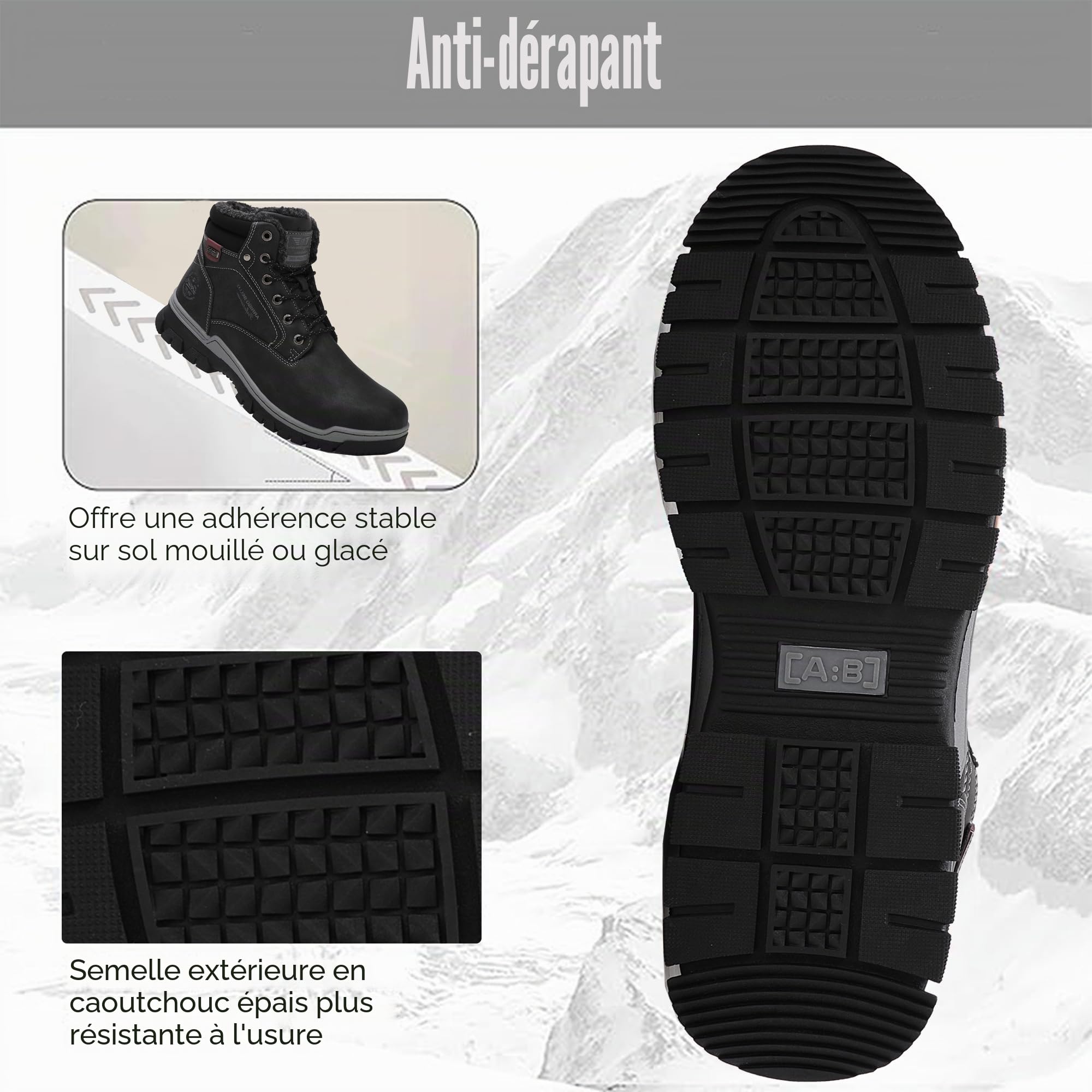 ARRIGO BELLO Bottes Homme Hiver Neige Chaussure Fourrees Randonnée Marche Taille 41-46
