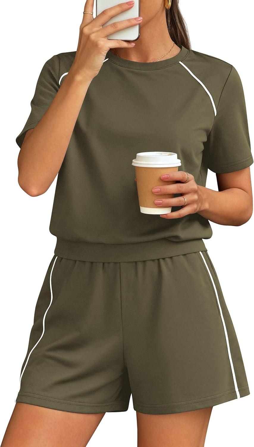 PRETTYGARDEN Shorts Sets Women 2 Piece Outfits Summer 2026 Matching Workout Athletic Clothing Casual Spring Travel Loungewear