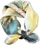 100% Mulberry Silk Neck Scarf - 21'' x 21'' Lightweight Neckerchief - Women Men Small Square Digital Printed Scarves