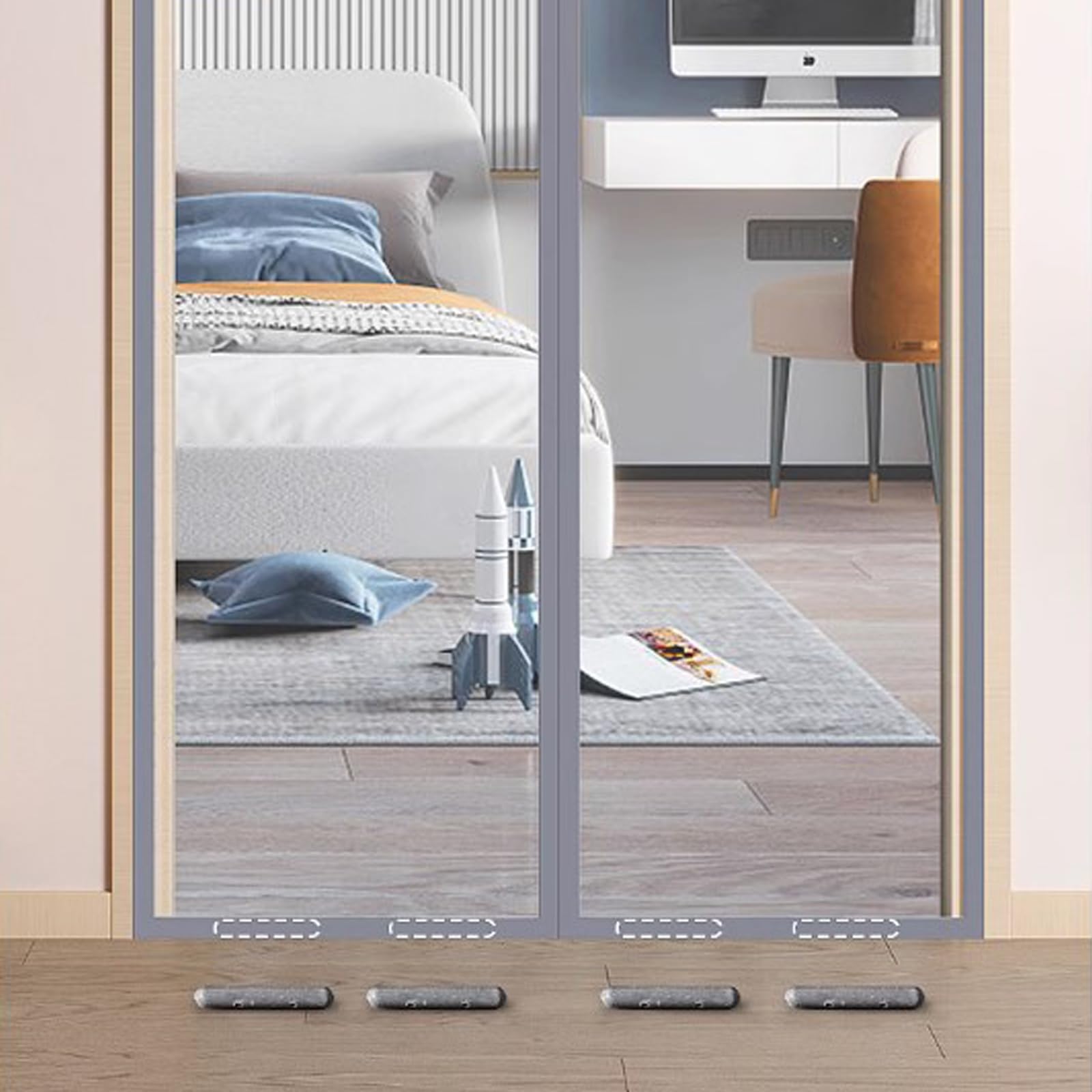 Magnetischer, wärmeisolierter Türvorhang, Winter-Zugluftstopper und Kaltluftbarriere für Schlafzimmer und Klimaanlagenräume, einfache Installation, 63in x78.7in / 160 x 200 cm