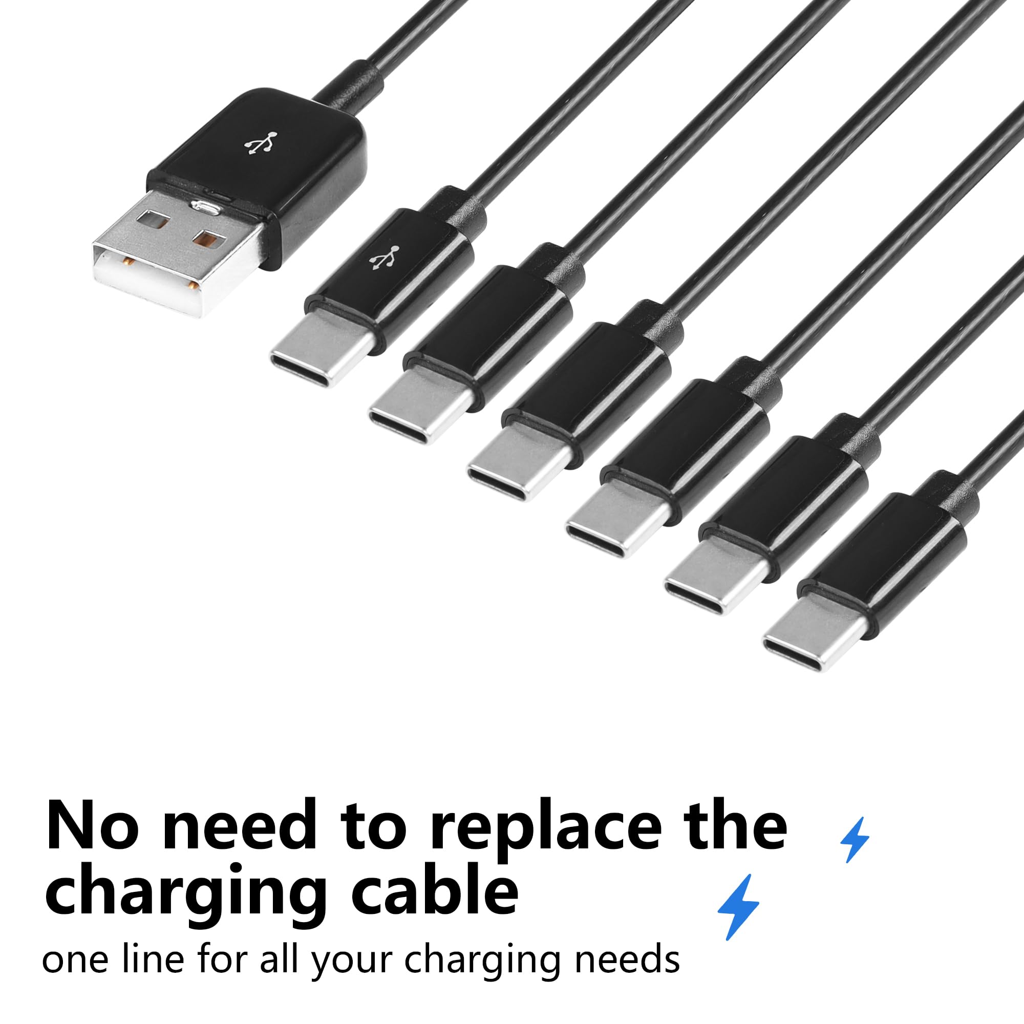 CERRXIAN USB-C Splitterkabel 1 Auf 6 – 1,5 M, Mit Datenübertragung Für Festplatten, Unterstützt Laden