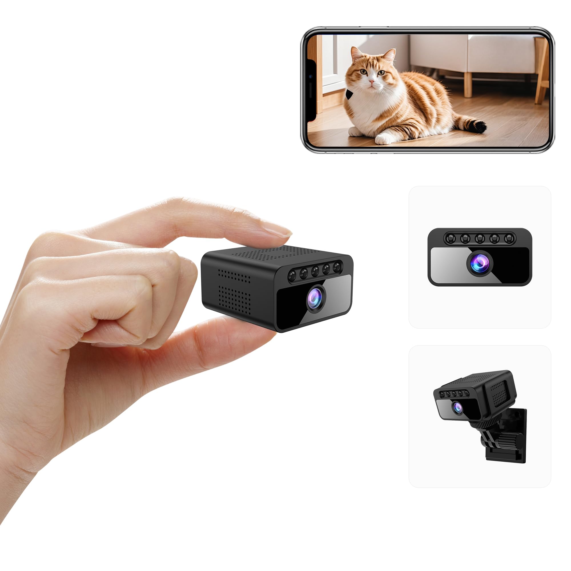 Caméra Espion Mini 4K WiFi - Vision Nocturne 940nm, 50 Jours Autonomie, Cloud 30 Jours - Intérieur/Extérieur - 5