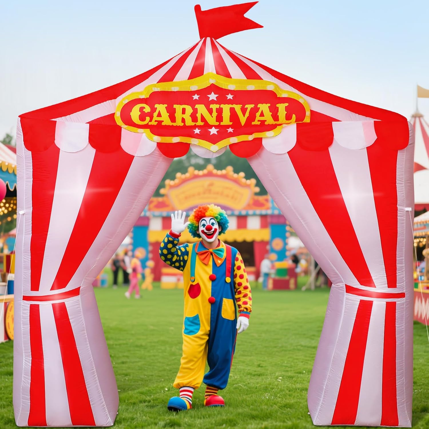 Capoda 10ft Circus Inflatables Arch Inflatable Carnival Decorations Blow Up Circus Tent Built in LED Lights for Halloween Carnival Theme Party Yard Garden Outdoor Supplies