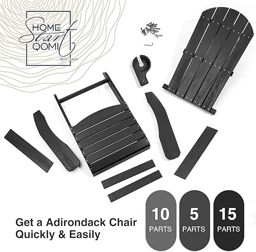 Miniatura 6 de Silla Adirondack, sillas de plástico resistentes a todo tipo de clima, con soporte para tazas, 5 pasos fáciles de instalar, sillas de exterior para