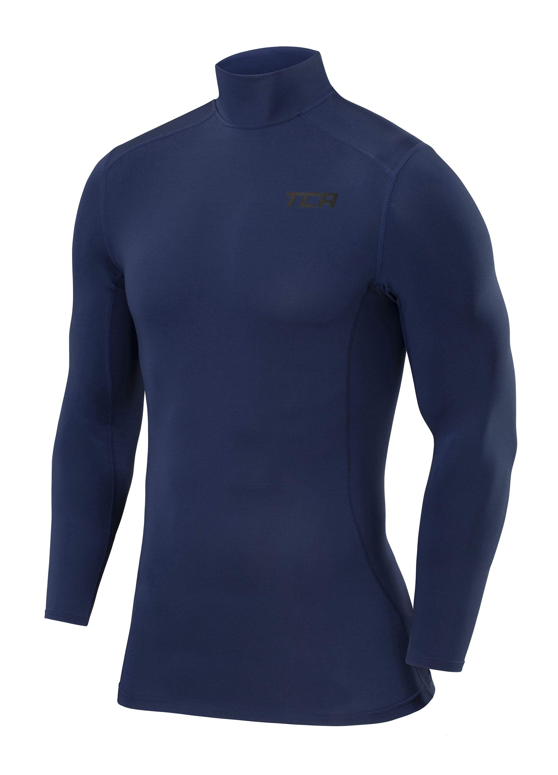 TCA Men Long Sleeve Compression Shirt, Athletic Workout Sports Undershirt Base Layer Top - Blueprint, M
