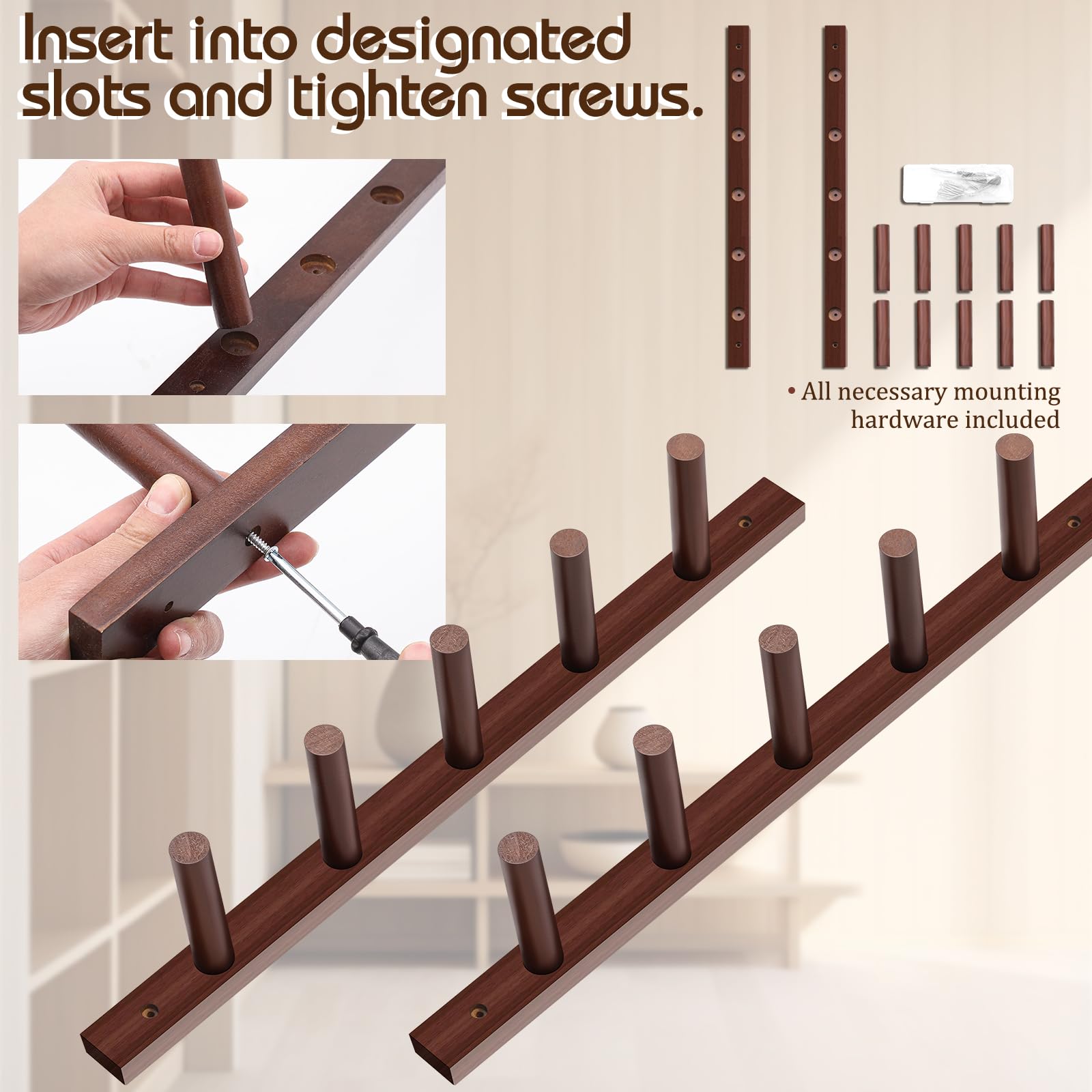 Sintuff Support mural pour flûte en bois pour 5 flûtes et piccolos, cadeau unique pour musiciens et collectionneurs