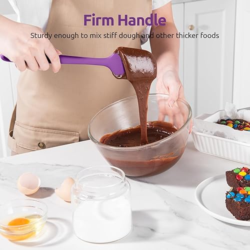 Miniatura 5 de U-Taste Espátula plana y espátula de cuchara raspador de tazón de silicona resistente al calor de 11.38 pulgadas y 600 F, utensilio de cocina de