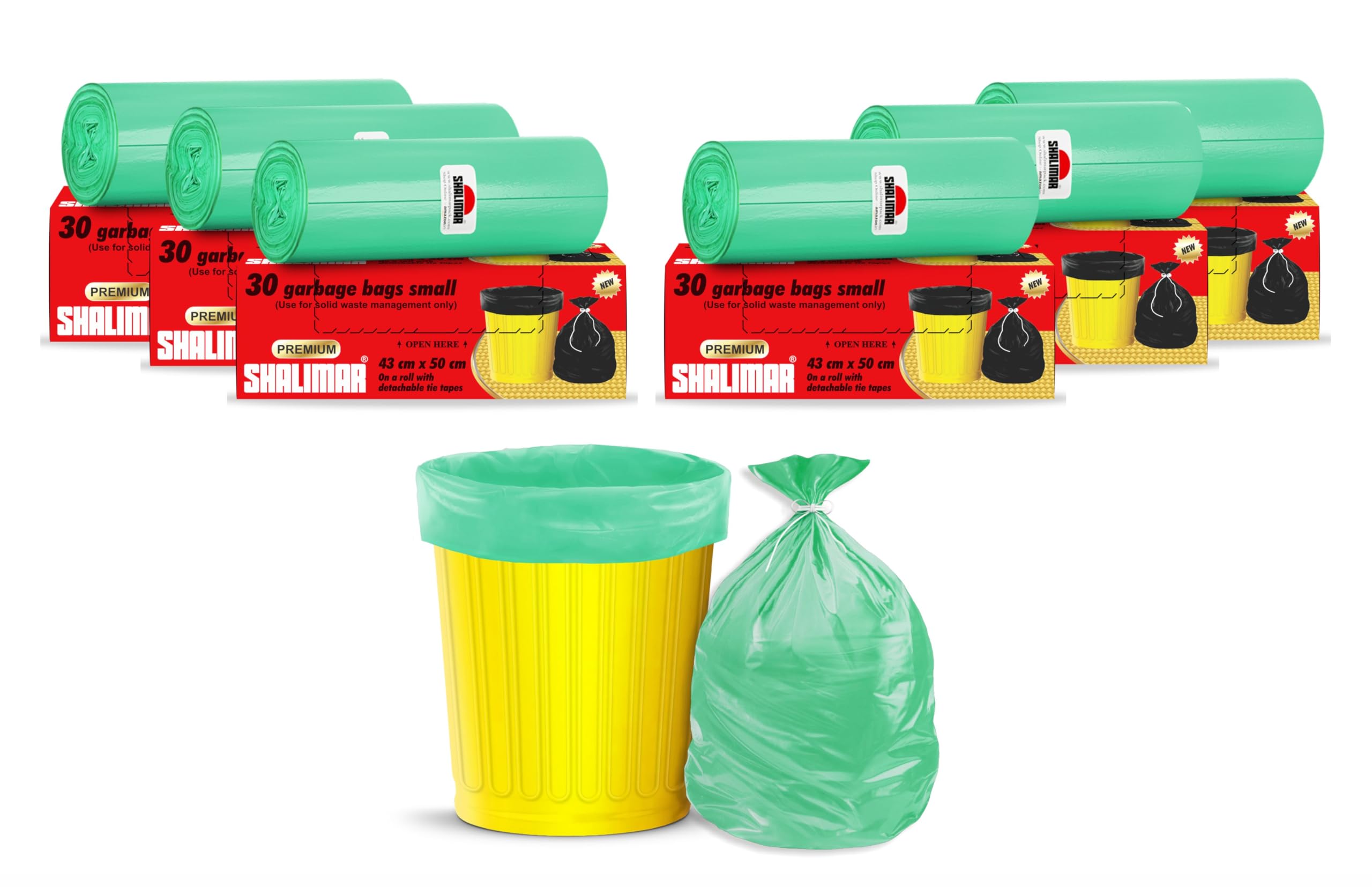 Shalimar Premium (Lavender Fragrance) Scented Garbage Bags | Small 17 X 19 Inches | 180 Bags (30 Bags X 6 Rolls) | Dustbin Bag/Trash Bag | (Green) - Perforated Box for Easy Dispensing