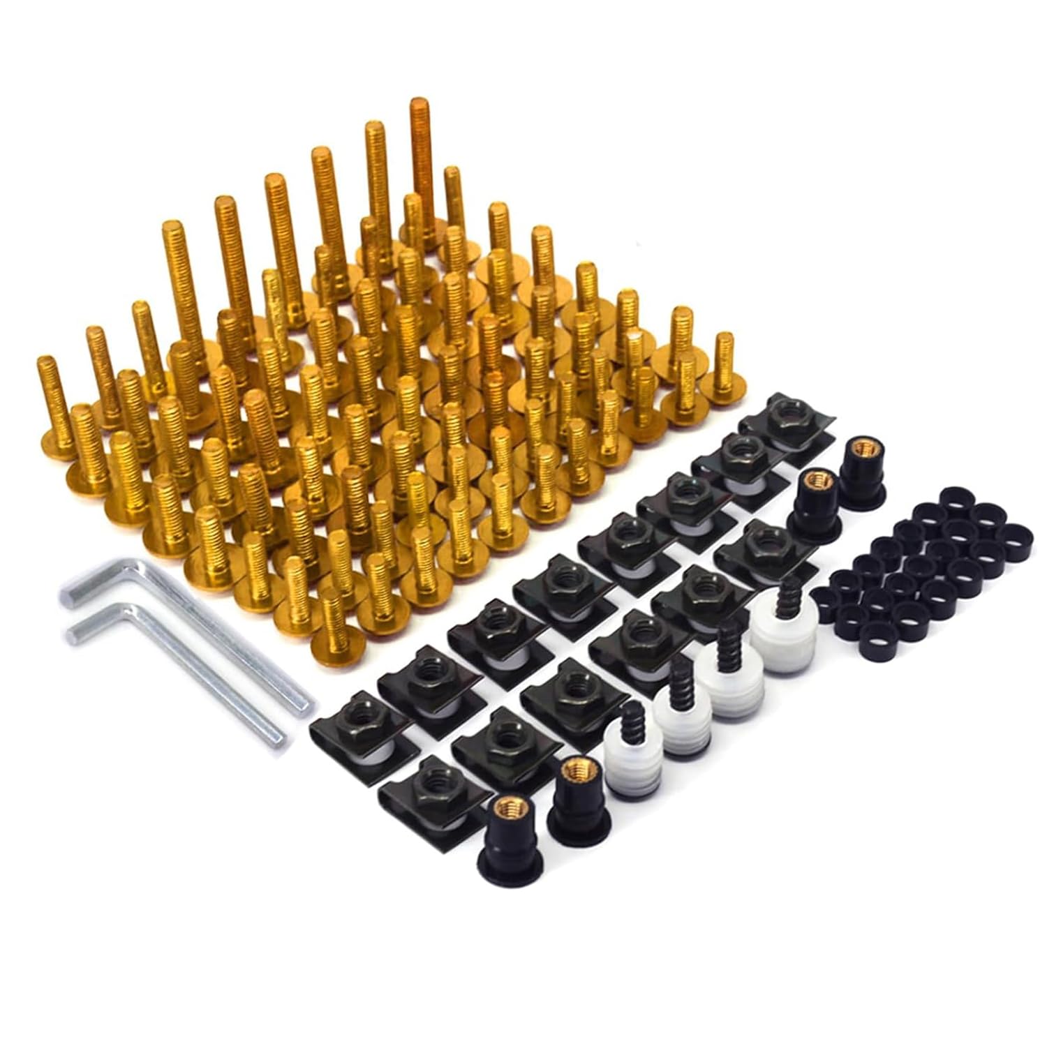 Viti Ergal Moto,Viti Carene Kit Completo Bulloni Moto,Universale in Alluminio CNC Viti di Fissaggio Dadi per Moto da Strada Sportive Scooter-Oro