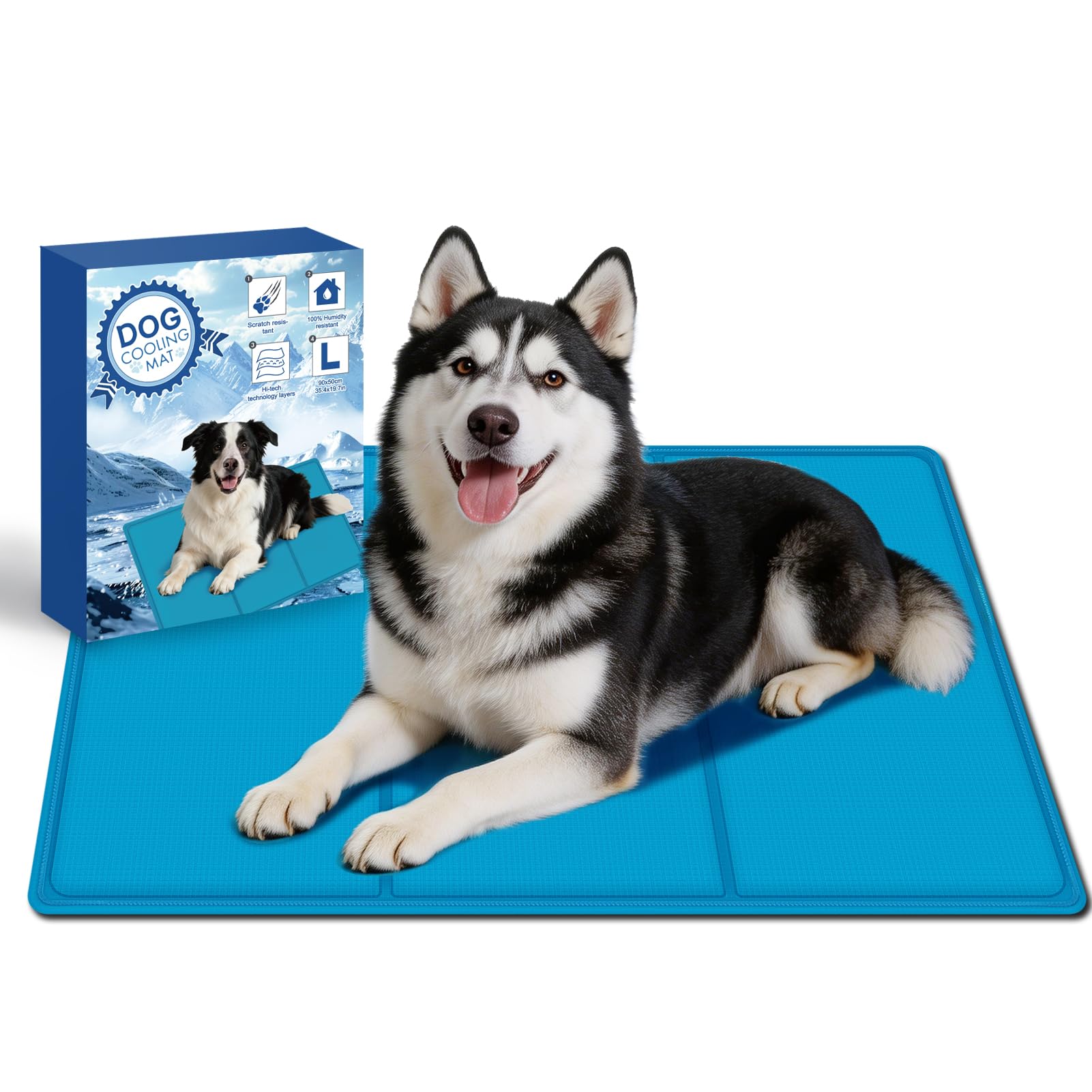 AECCN Dog Cooling Mat Large 90 * 50cm, Durable Non-Toxic Gel Cool Mat for Dogs, Durable Grip, No Water or Electricity Require, Must-Have for Hot Summer to Keep Pets Cool