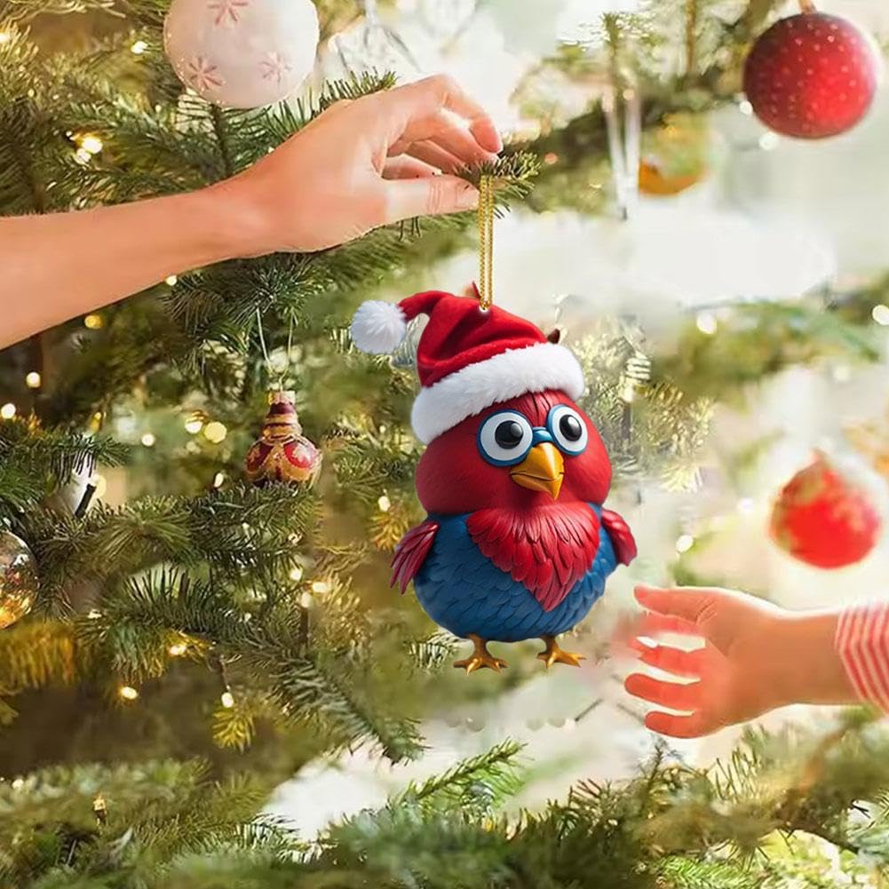 Lot De 4 Décorations De Noël En Forme De Poule Avec écharpe - Décoration De Noël Pour Sapin De Noël - Écharpes De Poule - Décoration De Noël (Style A