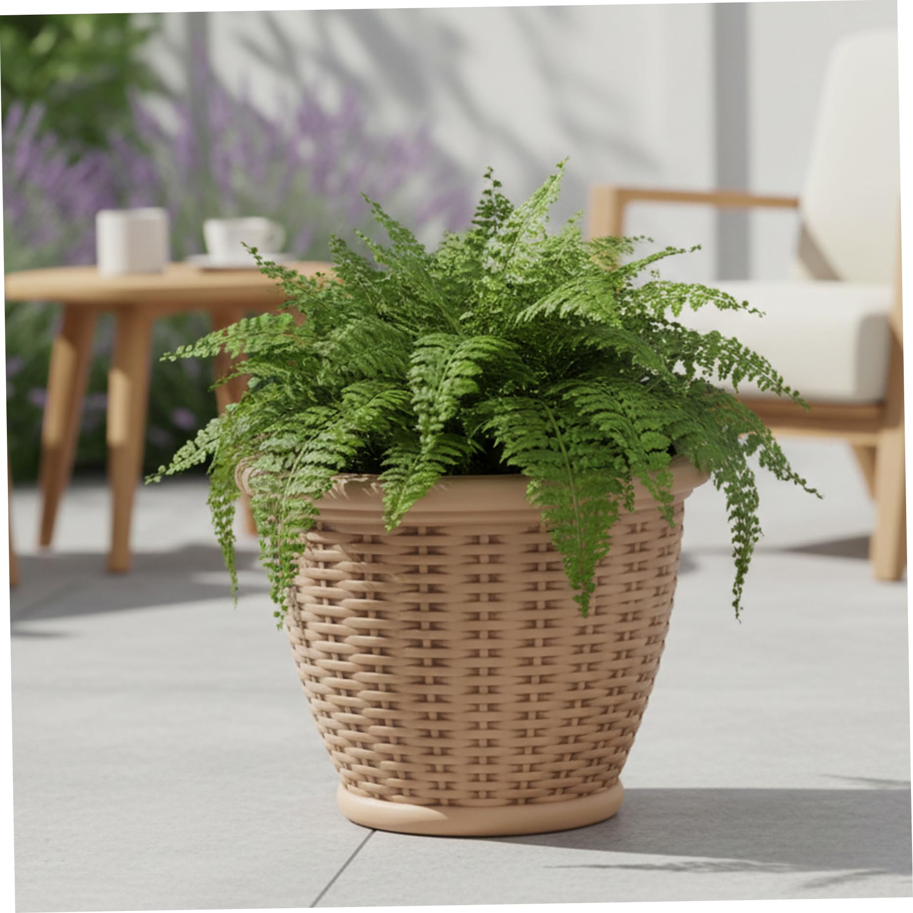 Jardinière en osier extérieur intérieur panier plantes rotin 12" jaune