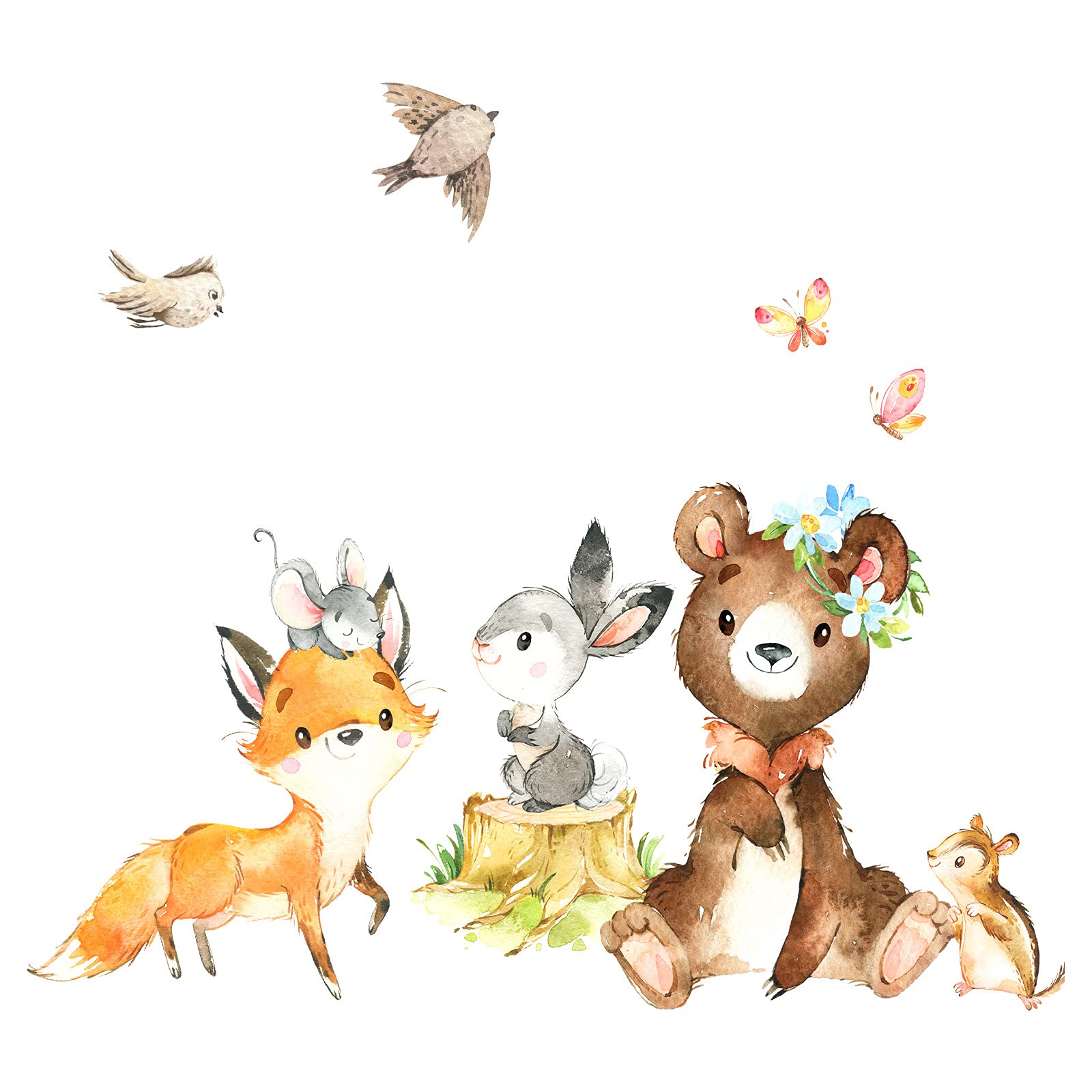 Little Deco DL609 - Adesivo da Parete per cameretta dei Bambini, Motivo: Coniglio, Volpe, 100 x 58 cm (Larghezza x Altezza), Motivo: Stelle