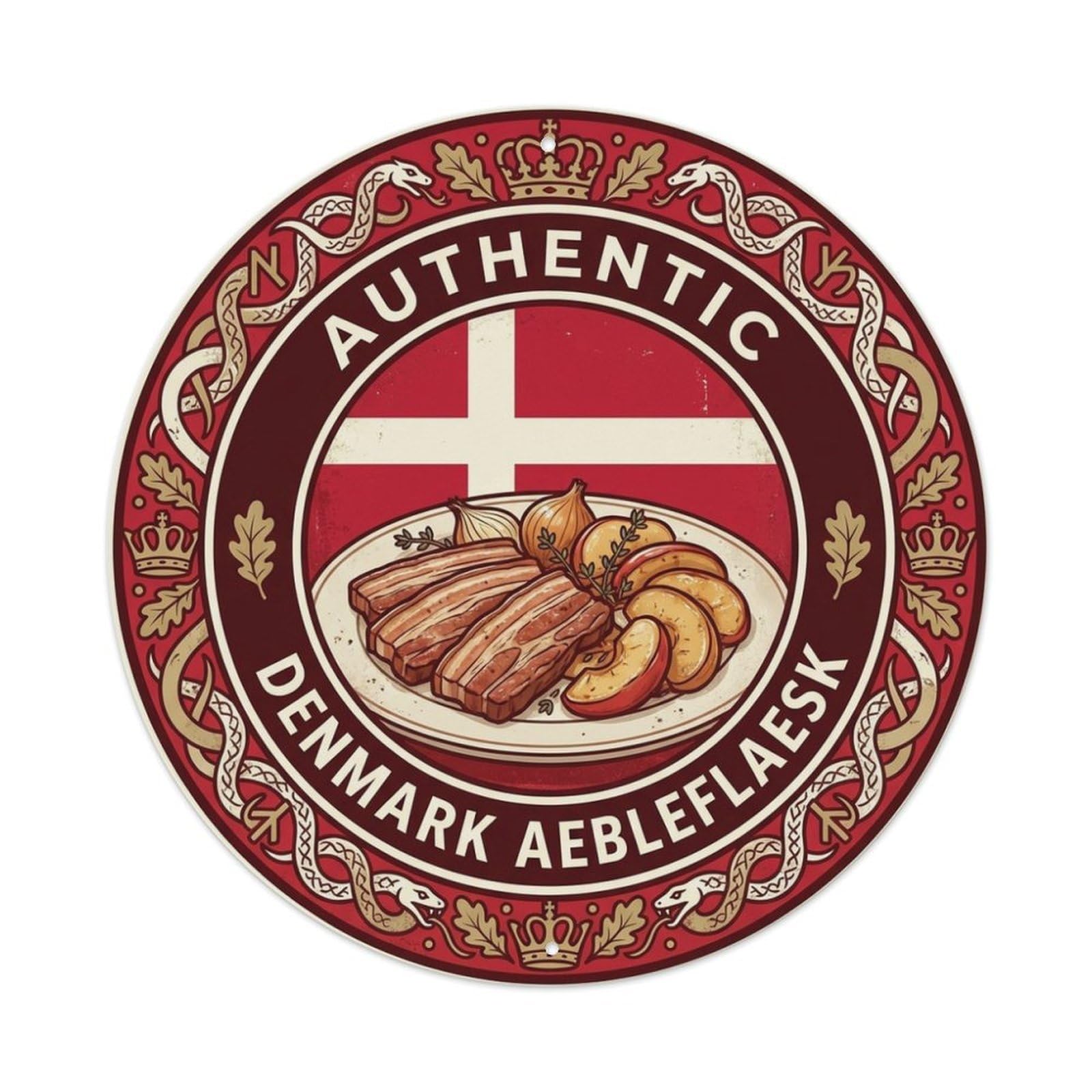 Olhnbad Style Denmark Aebleflaesk Travel Pork Dish Cuisine Metal Tin Sign