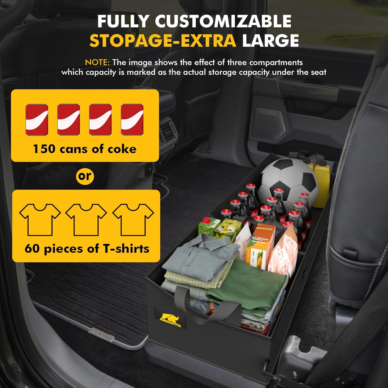 MIKKUPPA Truck Under Seat Storage - Replacement for 2015-2024 Ford F150 F250 F350, 3 Compartments Truck Tool Box Organizer Underseat Storage Bag