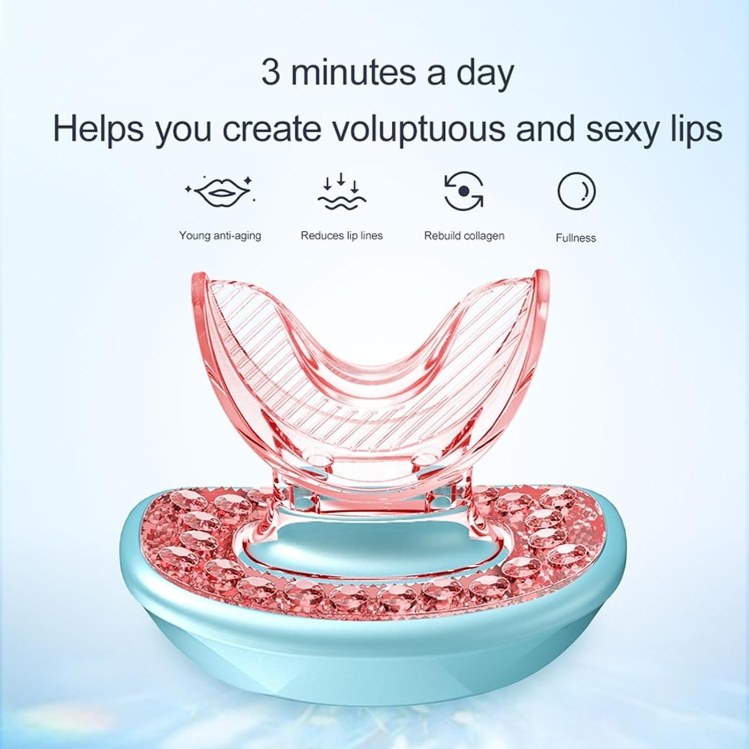 USB Charging Lip Plumper, Lip Beauty Tool Instrument Plumper Wih 3 Minutes Automatic Timer, Full 360° Coverage, for Smooth Lip Wrinkles Lip Plumper, Remove Lip's Skin Wrinkle