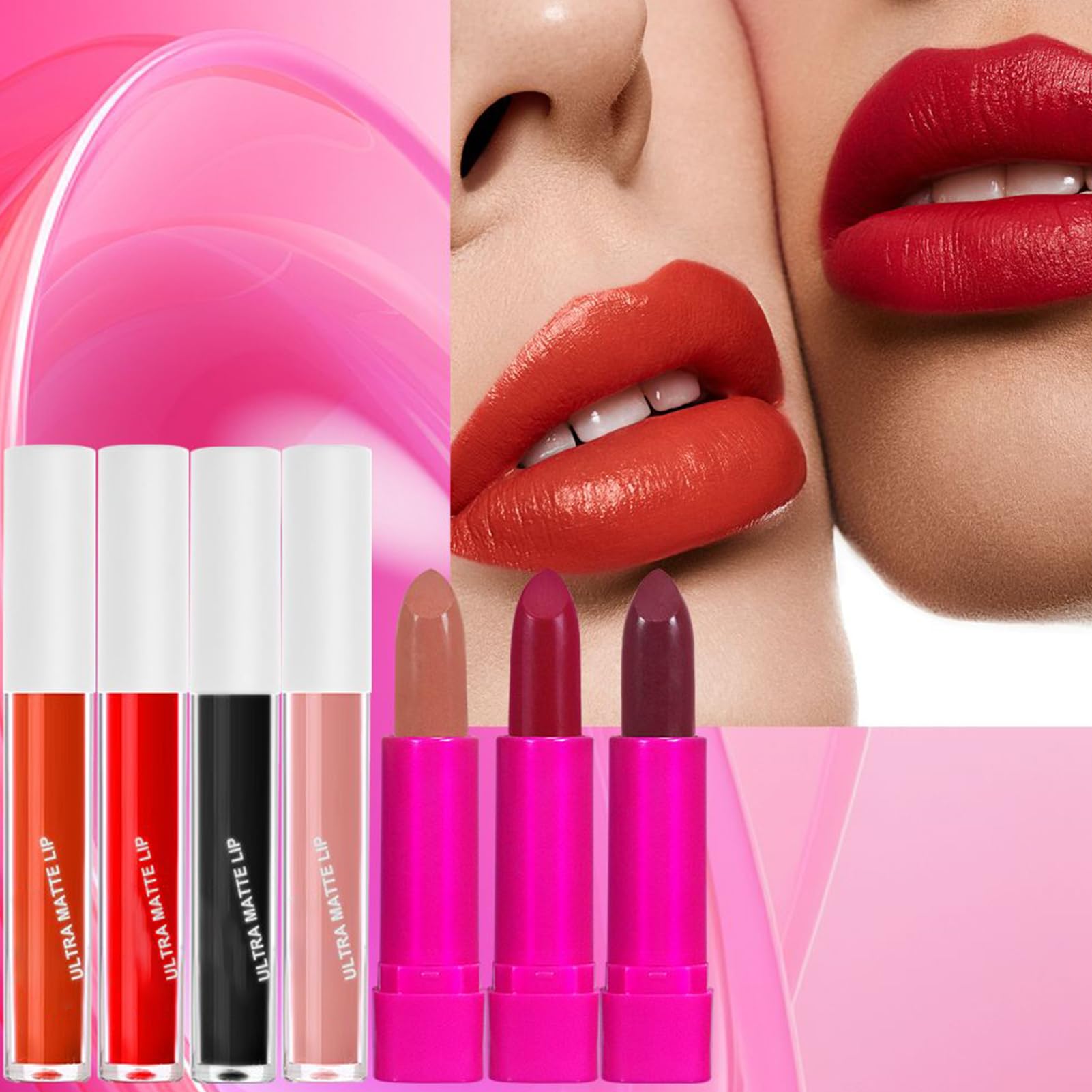 Kit Trucco Donna Set Viso Per Principianti | Cosmetici Quotidiani Con Pennello Rossetto Mascara e Fard Per Amiche Compagne